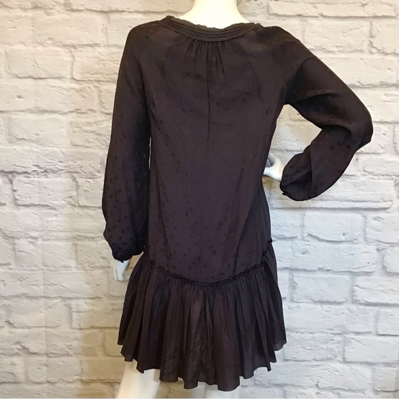 Rebecca Taylor 2 Silk Babydoll Flutter A Line Dress Eggplant Purple Flowy - Picture 4 of 14